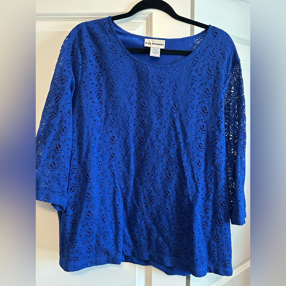 Elegant Blue Lace Blouse